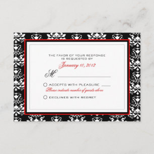 UAwg Custom Black & White Damask Red Accelerator RSVP Karte