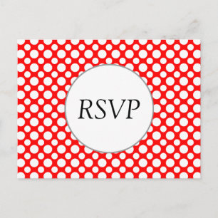 UAWG Custom White Polka Dots on Red Postcard Einladungspostkarte