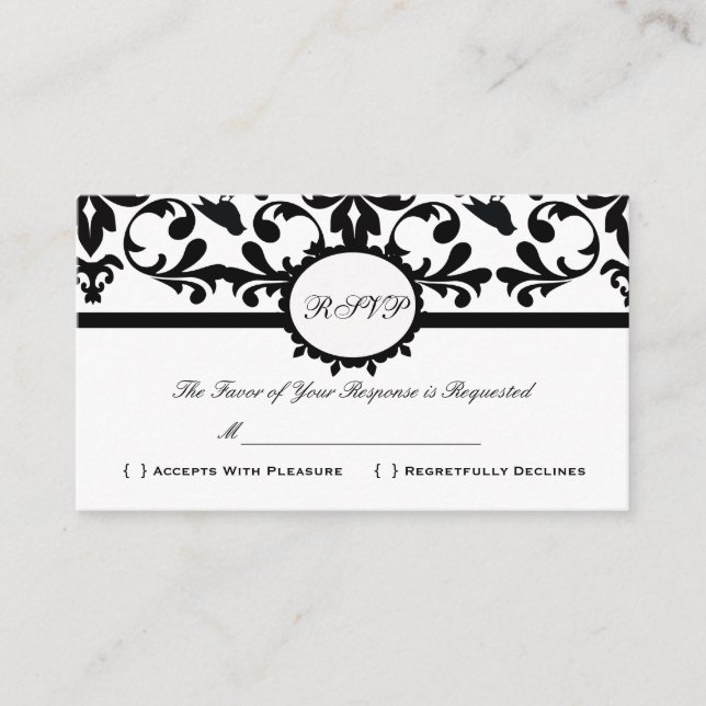 UAWG Damask Vintage, benutzerdefinierte Hochzeitka Begleitkarte (Vorderseite)