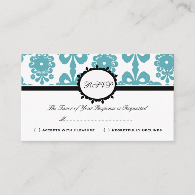 UAWG Damask Vintage, benutzerdefinierte Hochzeitka Begleitkarte (Vorderseite)