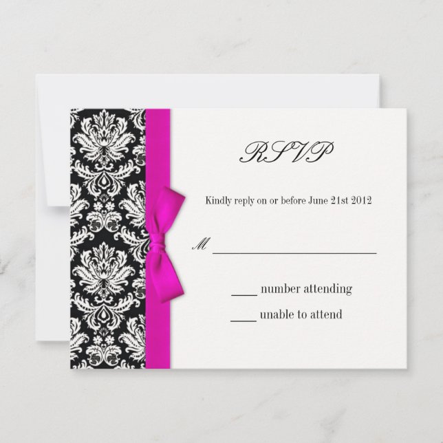 UAWG - Damaskus Pink Bow Wedeltreffer-Karte RSVP Karte (Vorderseite)