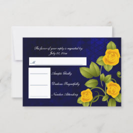UAWG Dark Blue und Yellow Rose Wedding RSVP Karte