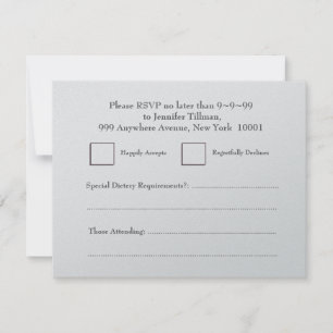 UAWG, das Feinschmecker-Herz-Silber-Antwort RSVP Karte