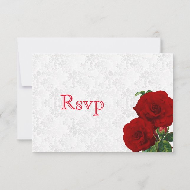 UAWG Deep Rote Rose Floral Wedding RSVP Karte (Vorderseite)