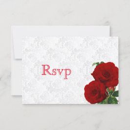UAWG Deep Rote Rose Floral Wedding RSVP Karte