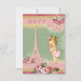 UAWG Eiffel Tower Princess Baby Dusche RSVP Karte