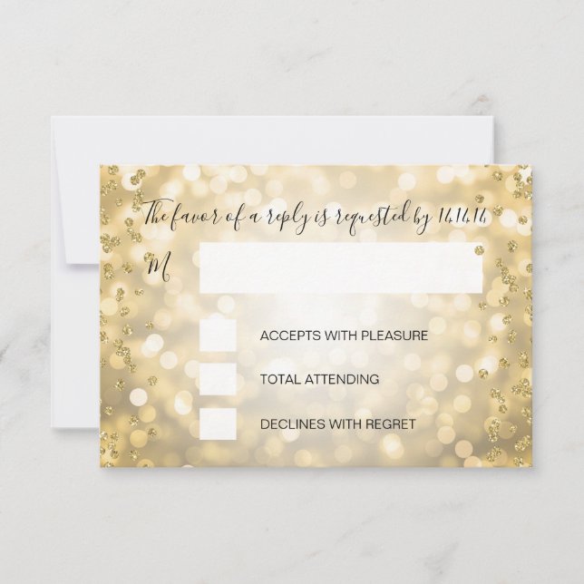UAWG Elegant Gold Champagne Navy Blue Wedding RSVP Karte (Vorderseite)