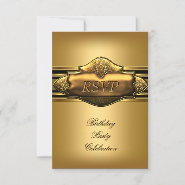 UAWG Elegant Gold Geburtstagsparty Mens Einladung (Vorderseite)