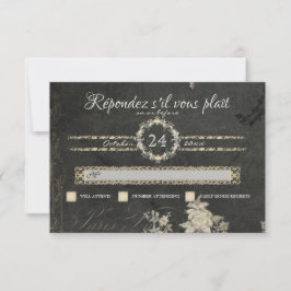 UAWG Elegant Paris Chalkboard Vintage Typografie RSVP Karte
