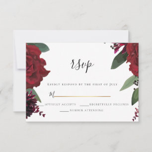 UAWG   Elegant Rich Burgundy Marsala RSVP Karte