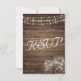 UAWG Elegant Rustic Mason Jar Lights RSVP Karte