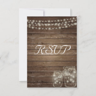 UAWG Elegant Rustic Mason Jar Lights RSVP Karte