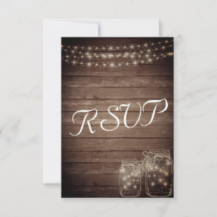 UAWG Elegant Rustic Mason Jar Lights RSVP Karte