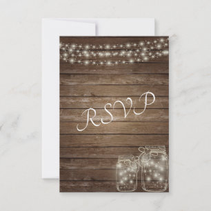 UAWG Elegant Rustic Mason Jar Lights RSVP Karte