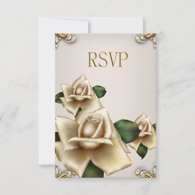UAWG Elegant Wedding Gold Creme Beige Rose Einladung (Vorderseite)