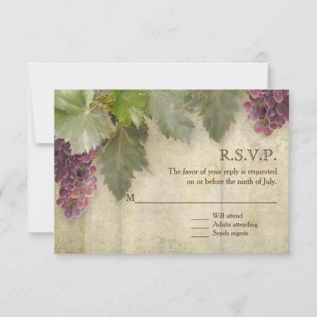 UAWG Elegante Rustikale Weinkellerei Hochzeit RSVP Karte (Vorderseite)