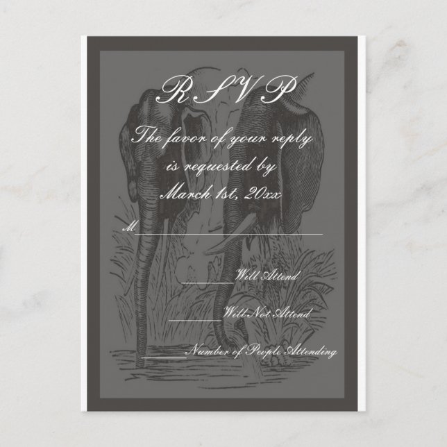 UAWG Elephant Wedding Einladungspostkarte (Vorderseite)