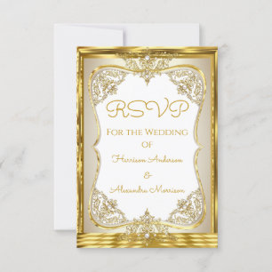 UAWG Elite Wedding Gold Weißes Creme Pearl RSVP Karte