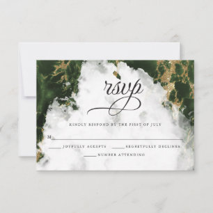 UAWG   Emerald Green Watercolor BarefootBride™ RSVP Karte