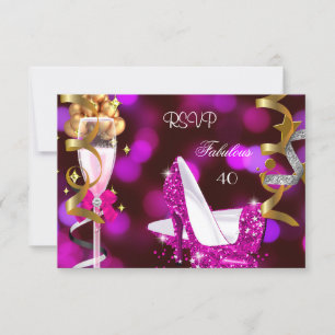 UAWG Fabulous 40 Hot-Pink-Goldblasen RSVP Karte