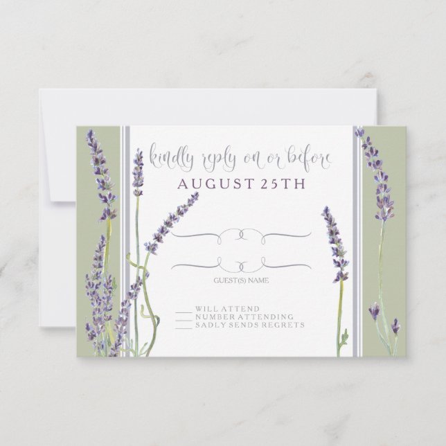 UAWG französischer Lavendel-Blumen-moderne RSVP Karte (Vorderseite)