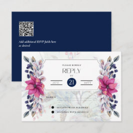 UAWG Fuchsia Pink Navy Blauer Elegant RSVP Karte