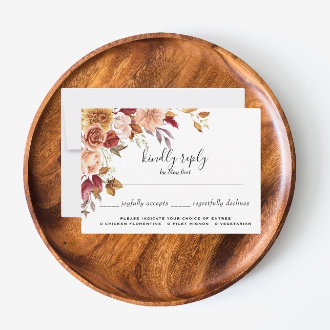 UAwg für Blumenzwiebeln im Herbst RSVP Karte (Elegant Autumn Watercolor Floral Wedding Party Supplies)