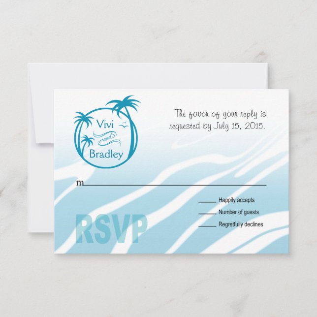 UAwg für das Surf-Palm-Logo | Blau RSVP Karte (Vorderseite)