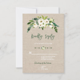 UAwg für die Handschrift von White Floral Burlap RSVP Karte