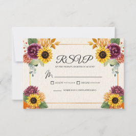 UAwg für die Sonnenblumen-Hochzeit im Herbst im He RSVP Karte