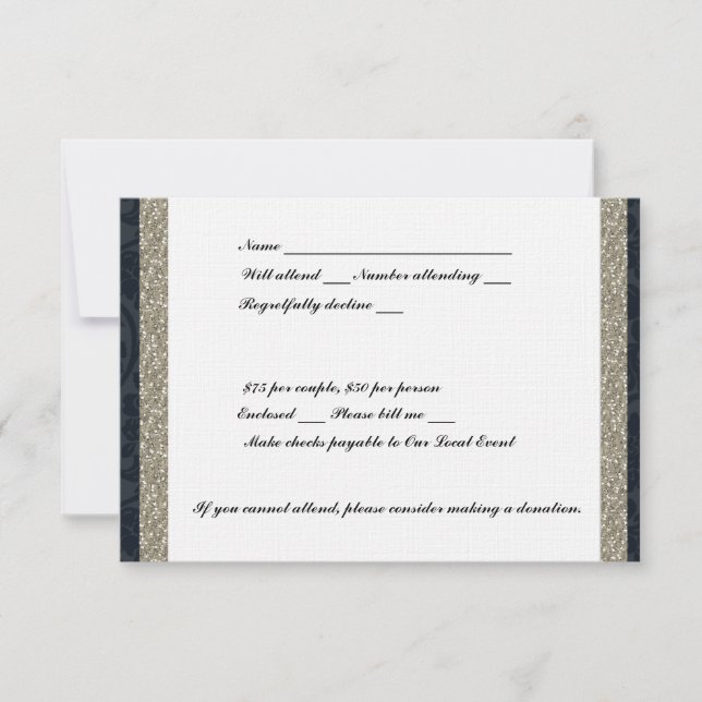 UAWG für extravagante Navy und Silver Event RSVP Karte (Vorderseite)