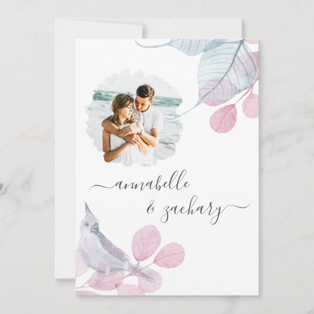 *~* UAWG für FOTOS . QR AR6 Blätter Wedding Inv Einladung (Vorderseite)