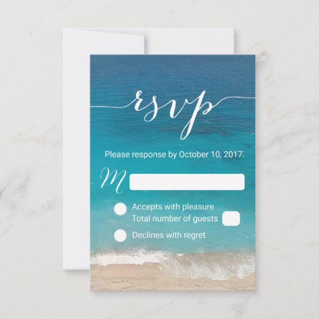 UAwg für Hochzeiten am Strand RSVP Karte (Vorderseite)
