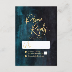 UAwg für Hochzeiten mit Aquamarinem Wasser und Gol RSVP Karte