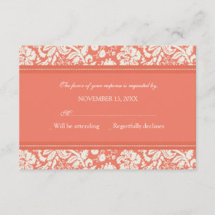 UAwg für Hochzeiten von Creme und KorallenDamast RSVP Karte