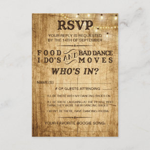 UAWG für Hochzeitsnahrung, Ich tue's und Bad Dance RSVP Karte