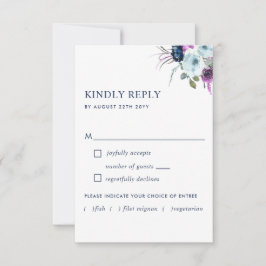 UAWG für lila und blaue Blumen mit/ohne Mahlzeiten RSVP Karte
