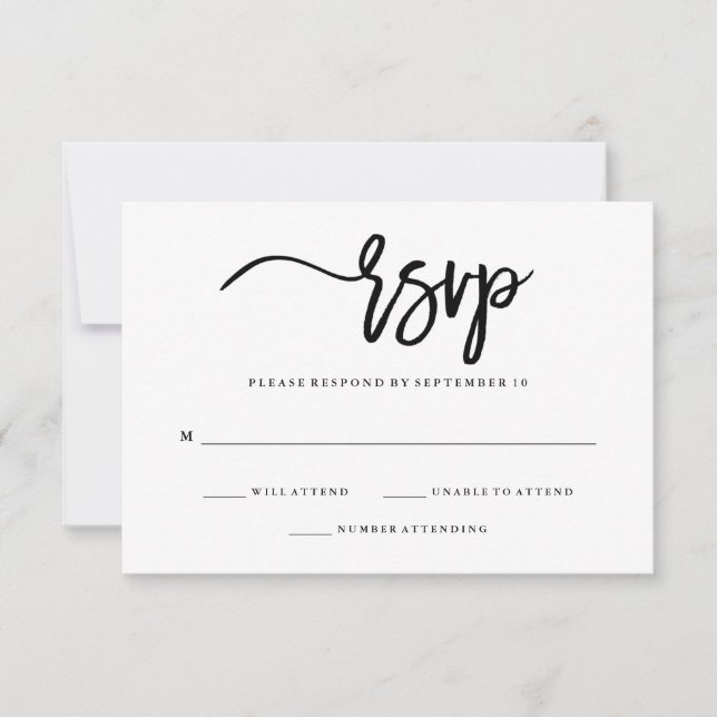 UAWG für Minimalistische Schwarz-Weiß-Typografie RSVP Karte (Vorderseite)