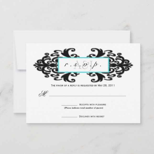 UAWG für mit Monogramm Zierschäden RSVP Karte (Vorderseite)