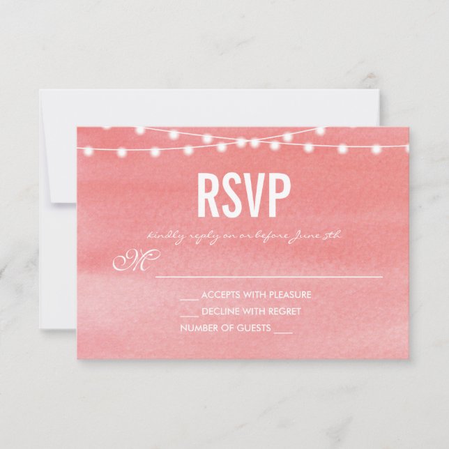UAwg für Zeichenfolgen mit Peach RSVP Karte (Vorderseite)