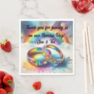 UAWG Gay lesbian Rainbow Rings Serviette