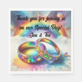 UAWG Gay lesbian Rainbow Rings Serviette