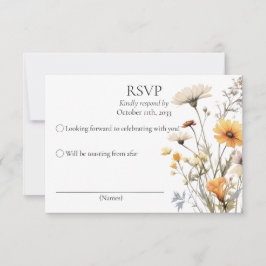 UAWG Gelbe Wildblumen botanisches Hochzeitthema RSVP Karte
