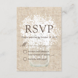 UAWG | Gipskraut Mason Jar Rustic Wedding RSVP Karte