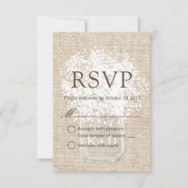 UAWG | Gipskraut Mason Jar Rustic Wedding RSVP Karte