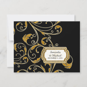UAWG Glam Old Hollywood Regency Black Krawatte Eve RSVP Karte