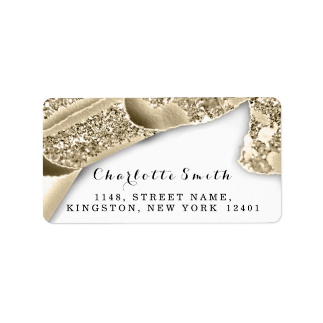 UAWG Glitzer Frame Bridal Wedding Baby Gold Adressaufkleber (Vorne)