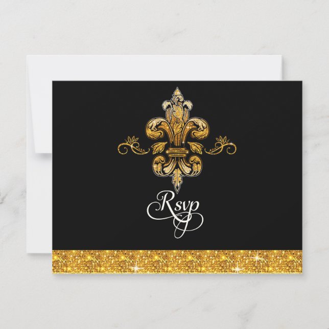 UAWG Glitzer Imitate Gold Schwarze Lilie RSVP Karte (Vorderseite)