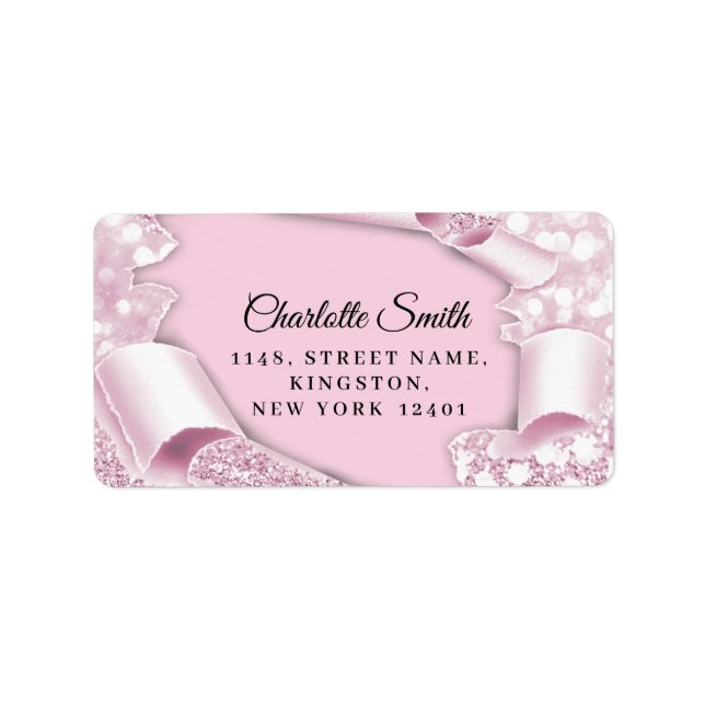 UAWG Glitzer Sweet 16. 15. Pink Blush Adressaufkleber (Vorne)
