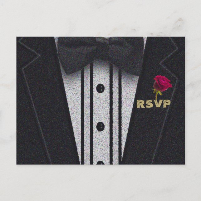 UAWG | Glitzer Tuxedo Einladungspostkarte (Vorderseite)